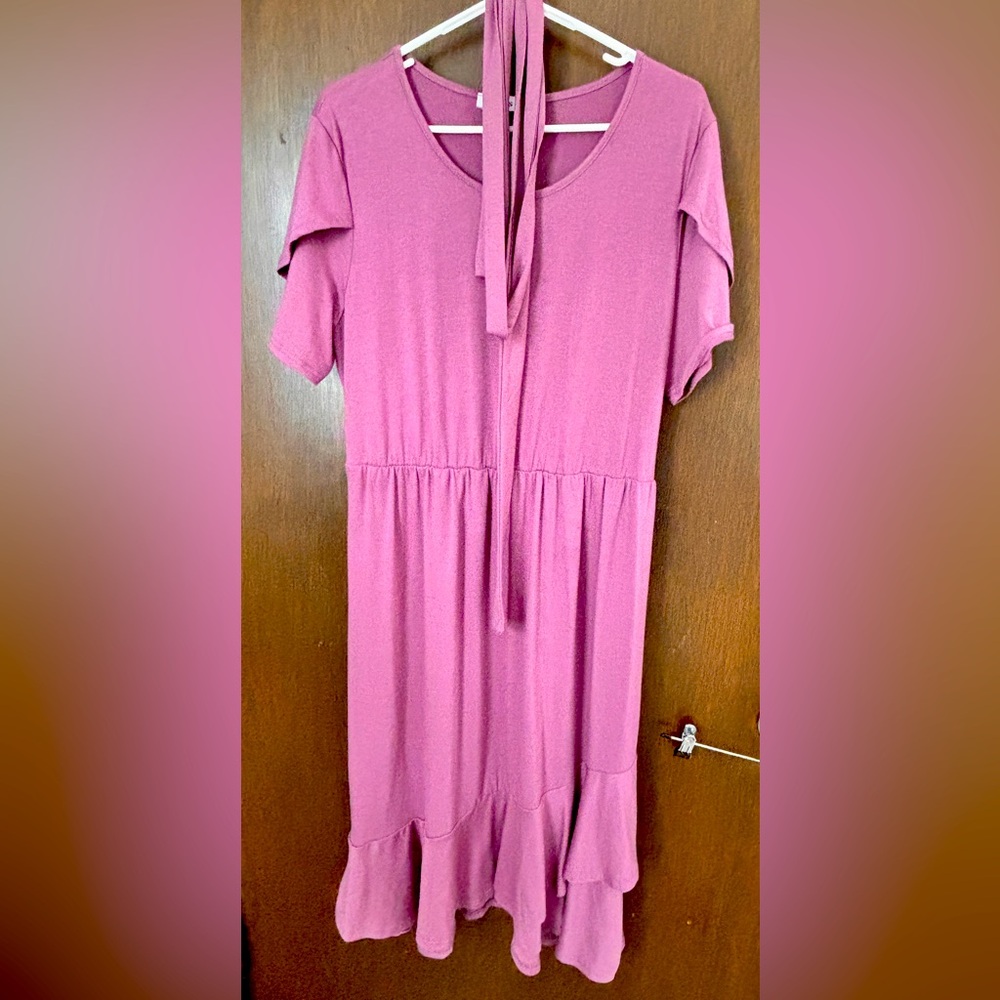 Purple dress with ruffle skirt